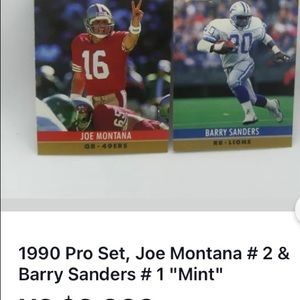 Pro Set 1990 Joe Montana number 2 and Barry Sander